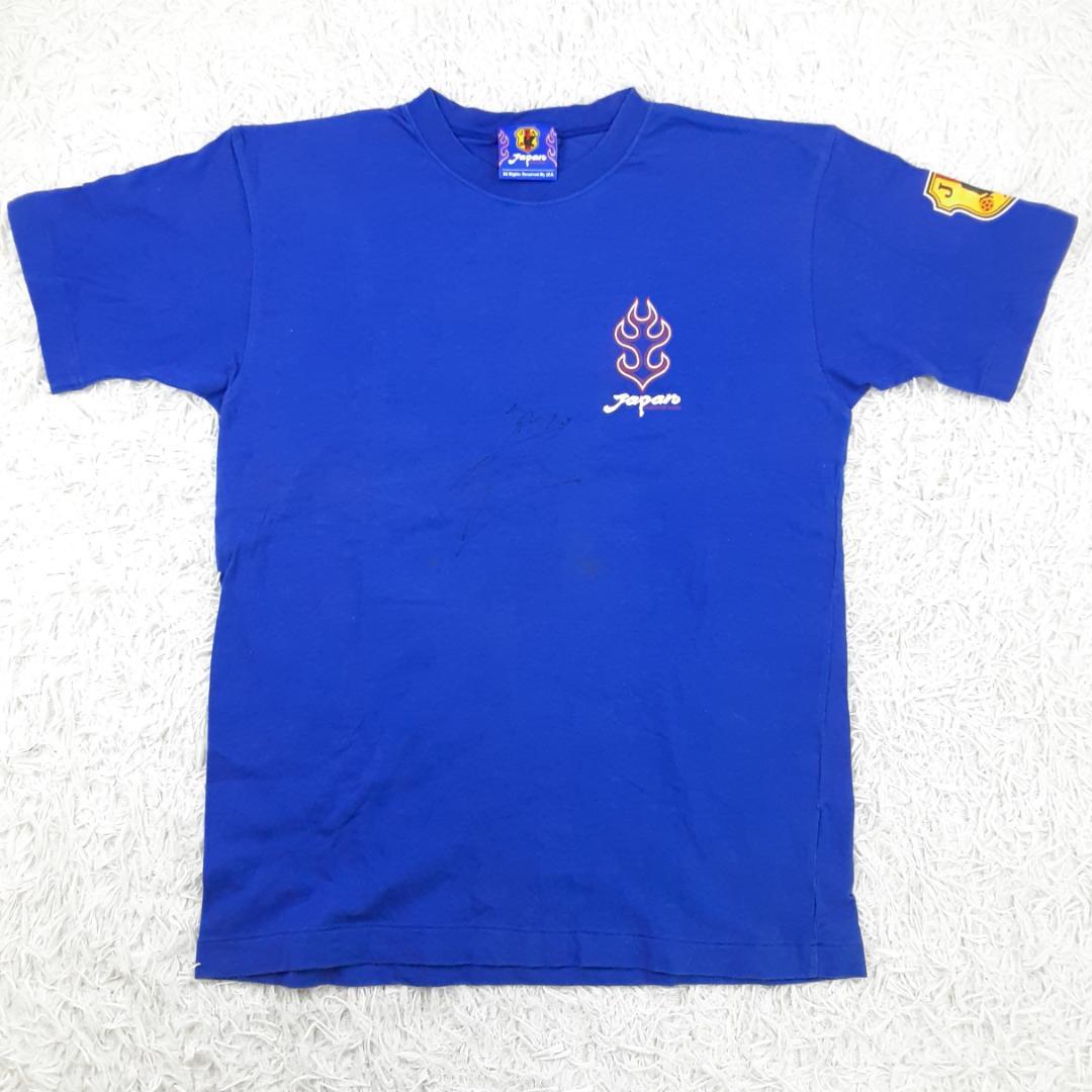 希少◎岡野雅行 OKANO 14 フランスW杯 サイン入りTシャツ 炎デザイン