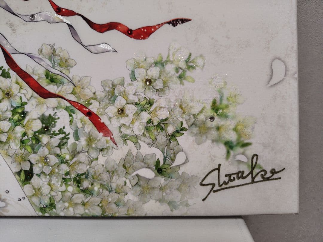 幻想堂　キャンバスアート 白無垢狐 直筆イラスト&サイン入り