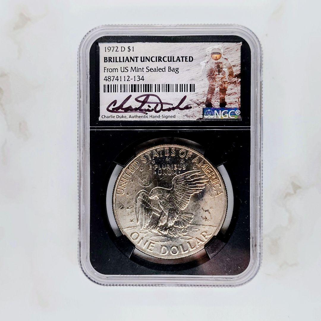 1972年 アイゼンハワー1ドル☆サイン入り☆NGC鑑定品