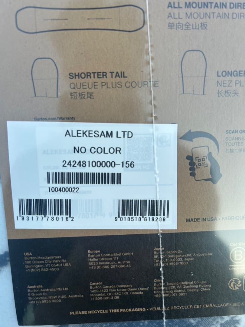 BURTON ボード値下げ新品ALEKESAM LTD 156