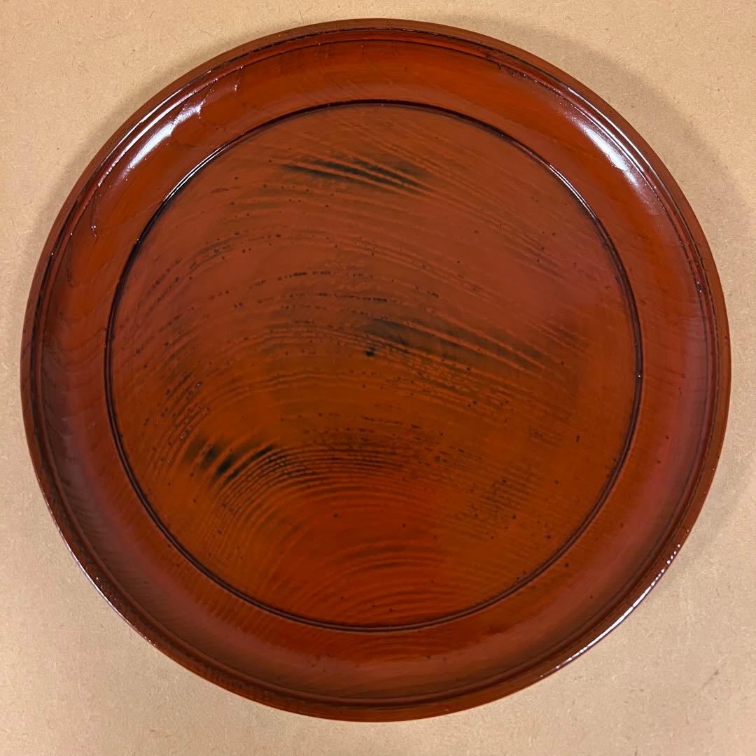 未使用 輪島塗 市中屋 木製漆器 丸盆 2客 茶道具 煎茶道具