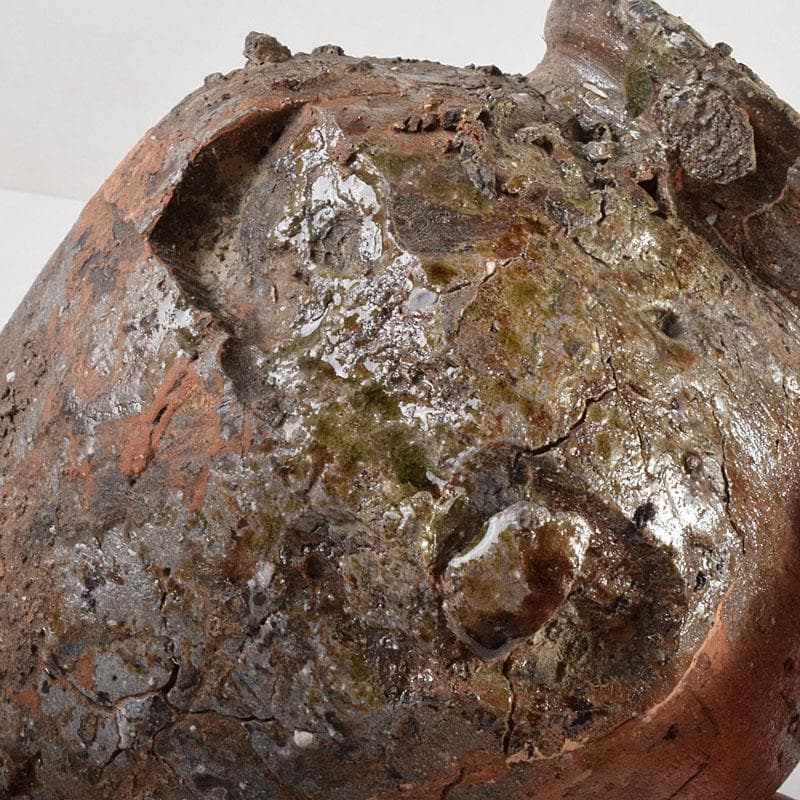 信楽焼　古信楽　蹲（うずくまる）壺　小壺　時代箱　M　R7874C