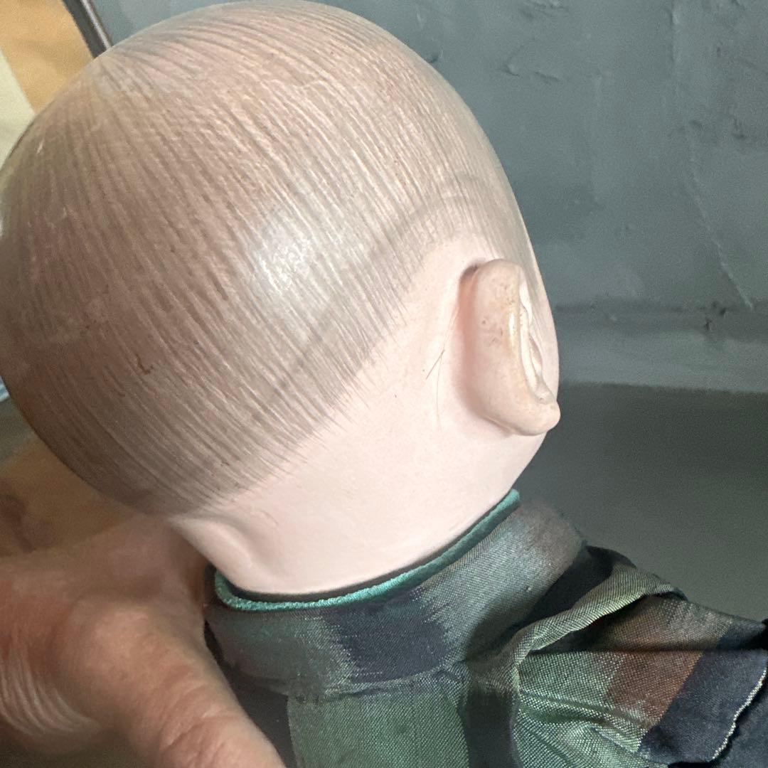 瞬間的お値下げ❣️ヴィンテージ　市松人形 男の子　黒と緑の模様