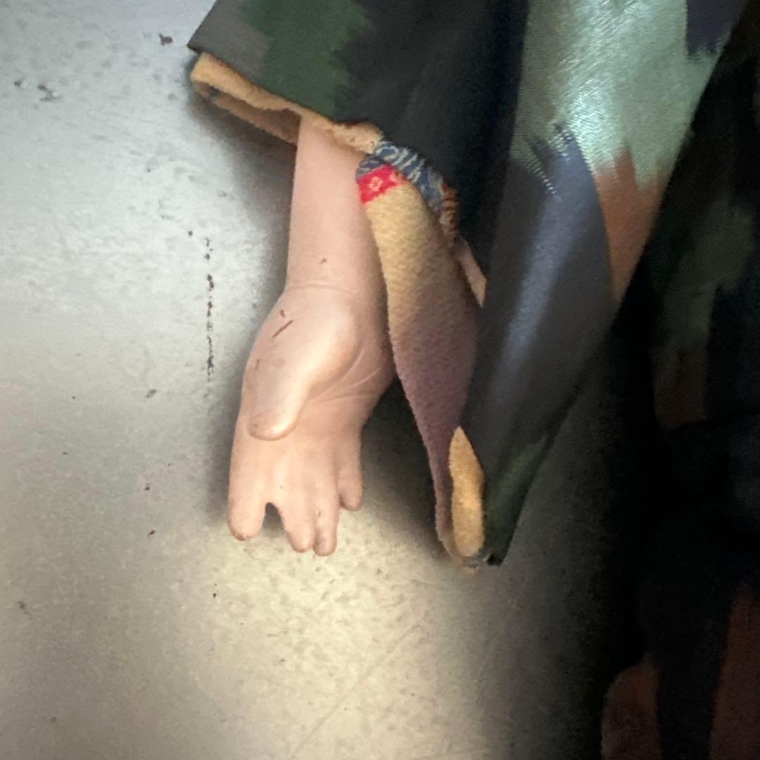 瞬間的お値下げ❣️ヴィンテージ　市松人形 男の子　黒と緑の模様