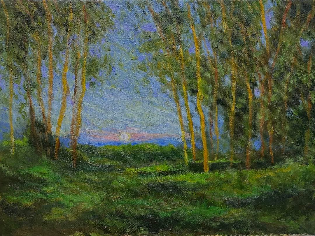 ハーベストムーン F4 風景画 油彩画 oil painting art