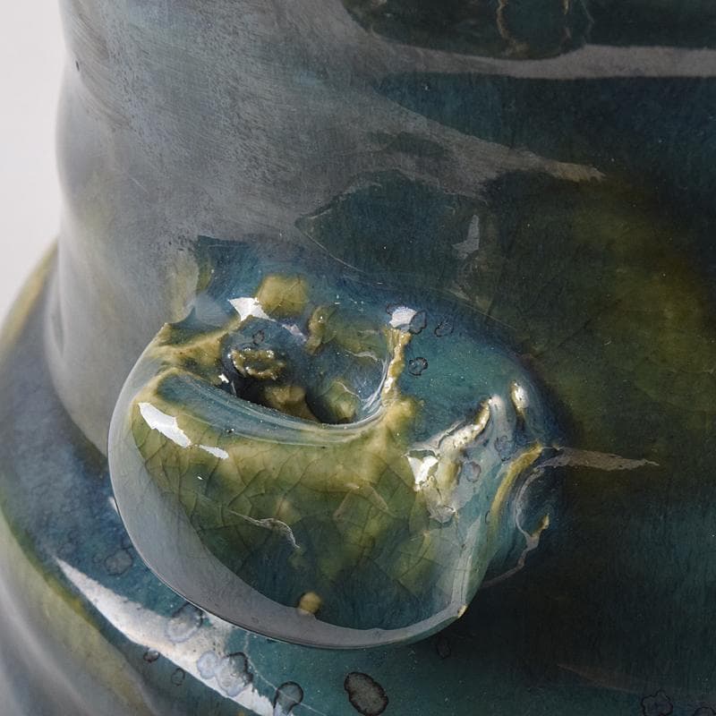 北大路魯山人作　青織部　木槌水指　黒田陶々庵極め箱　D　R8875B