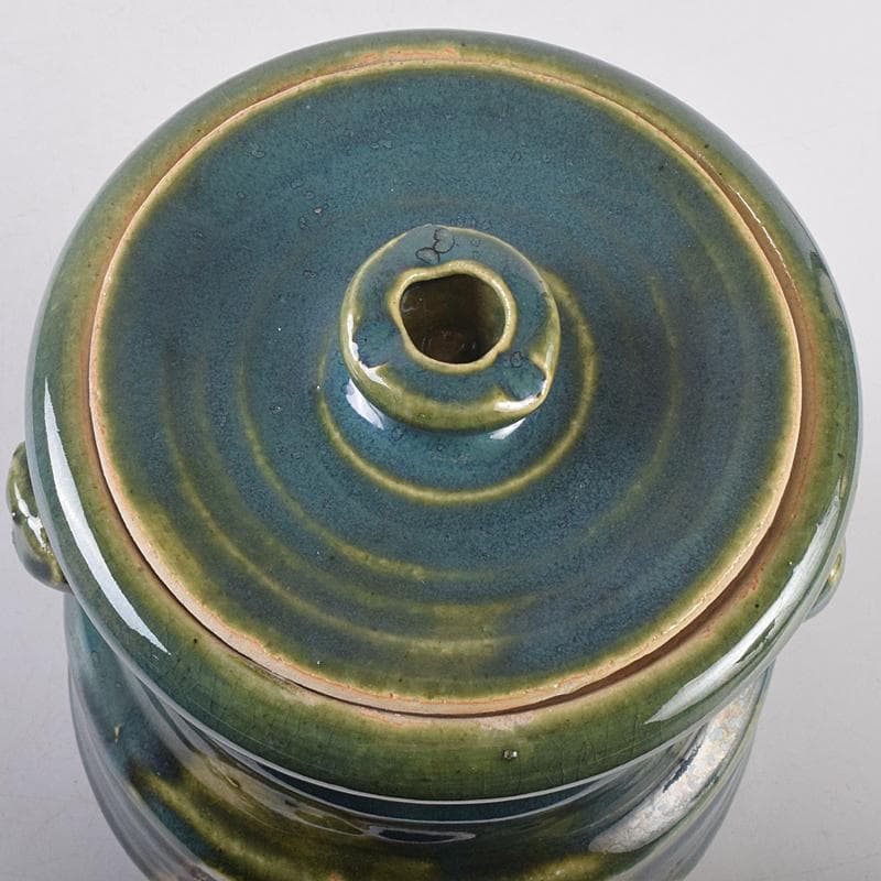 北大路魯山人作　青織部　木槌水指　黒田陶々庵極め箱　D　R8875B