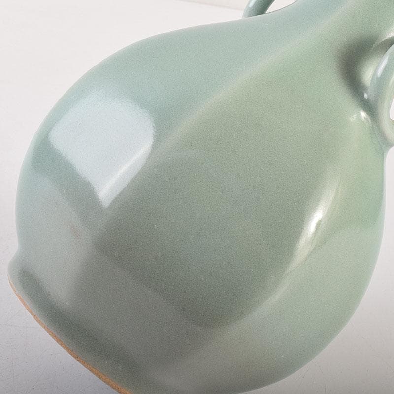 中国　龍泉窯　粉青釉　桔梗口双耳瓶　花入　C　6943