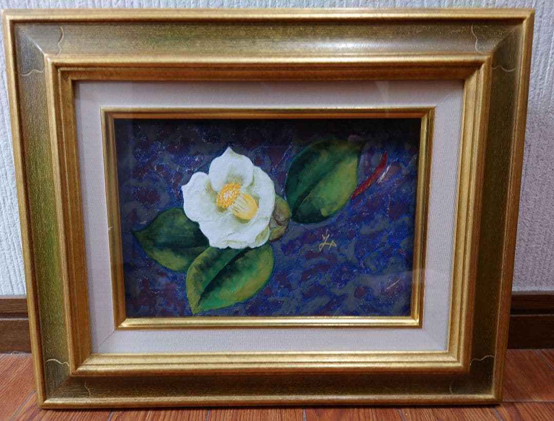 田中みどり 「白椿」真筆 油絵 絵画 SM 油彩