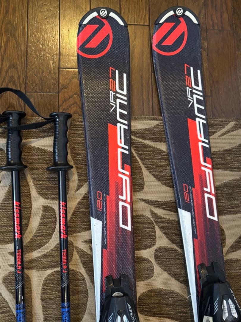 ジュニアスキー120cm/ストック96cm(ワックス済み）