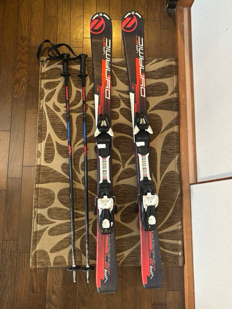 ジュニアスキー120cm/ストック96cm(ワックス済み）