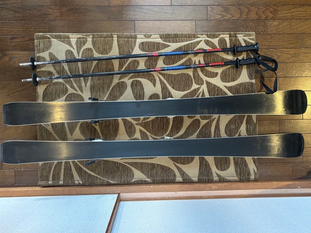 ジュニアスキー120cm/ストック96cm(ワックス済み）