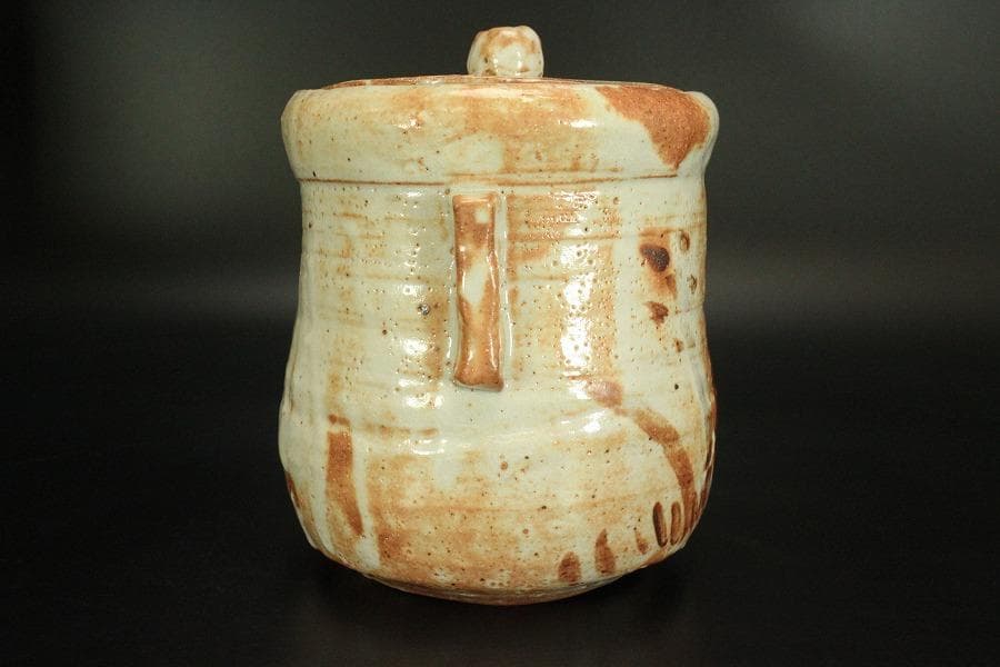 茶道具 紅志野 耳付 水指 芳作 美品(LC845)