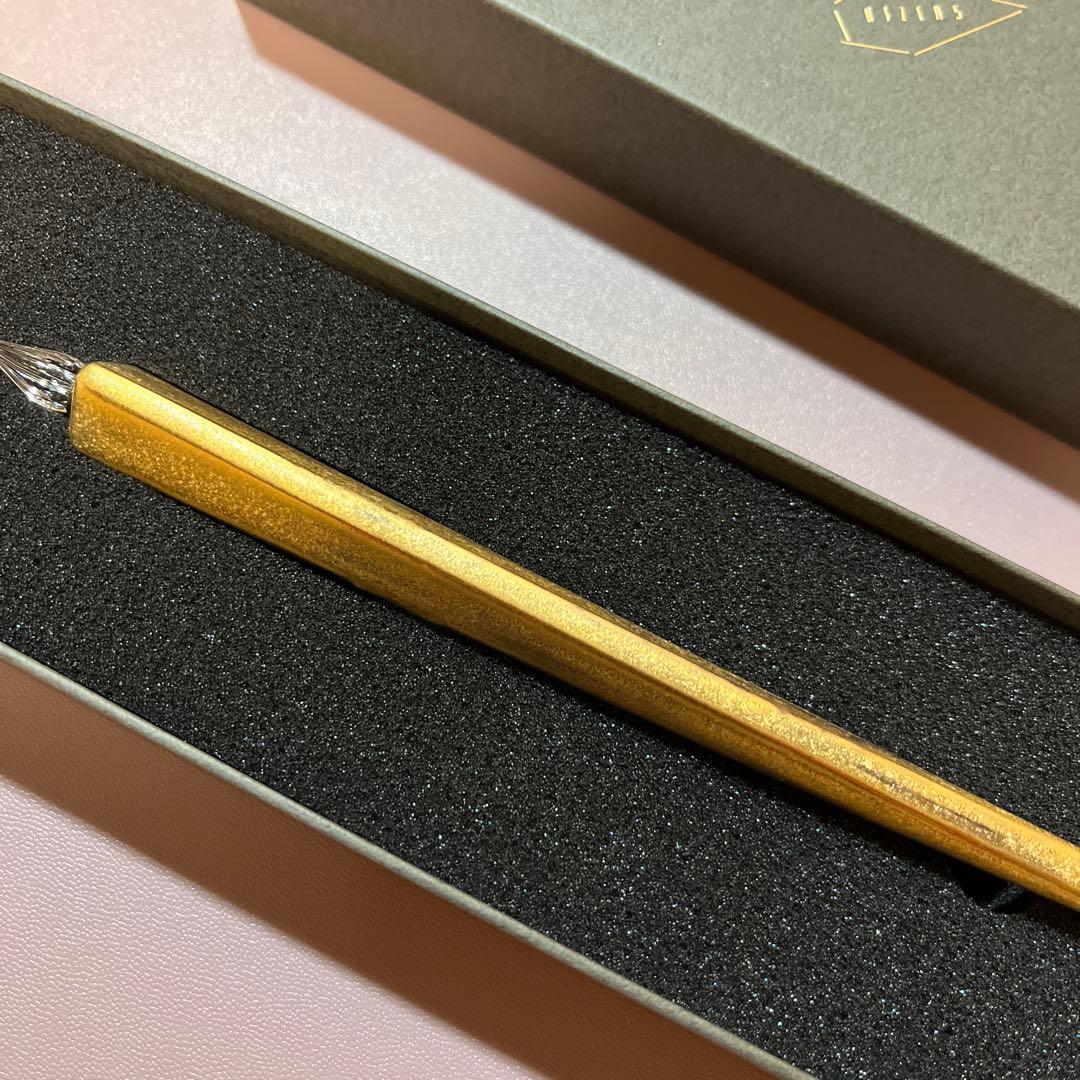 HIZEN5 金塗り 三角ガラスペン 有田焼