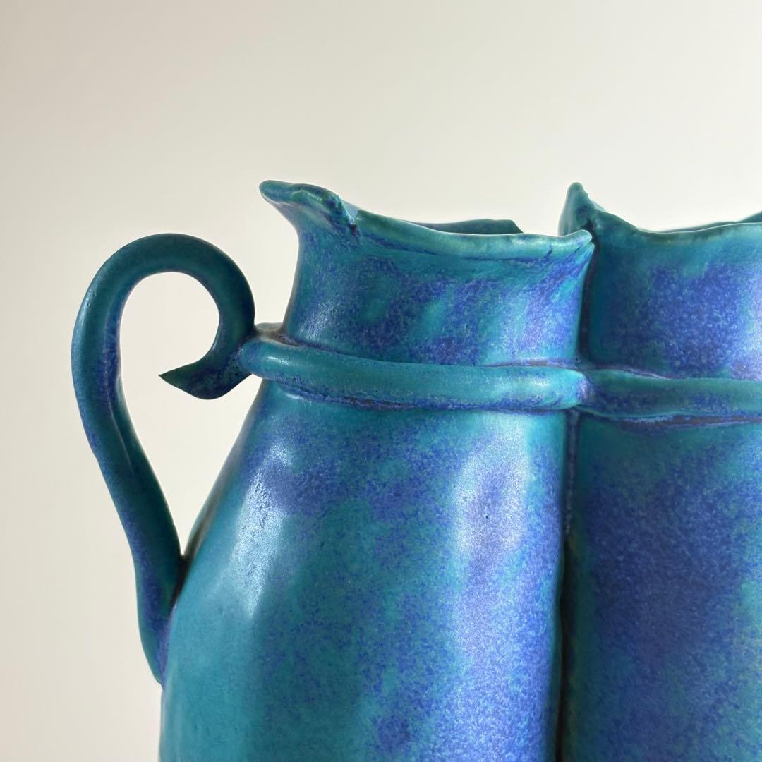 帯谷宗英 水注 トルコ青釉 花瓶 花入れ 華道具