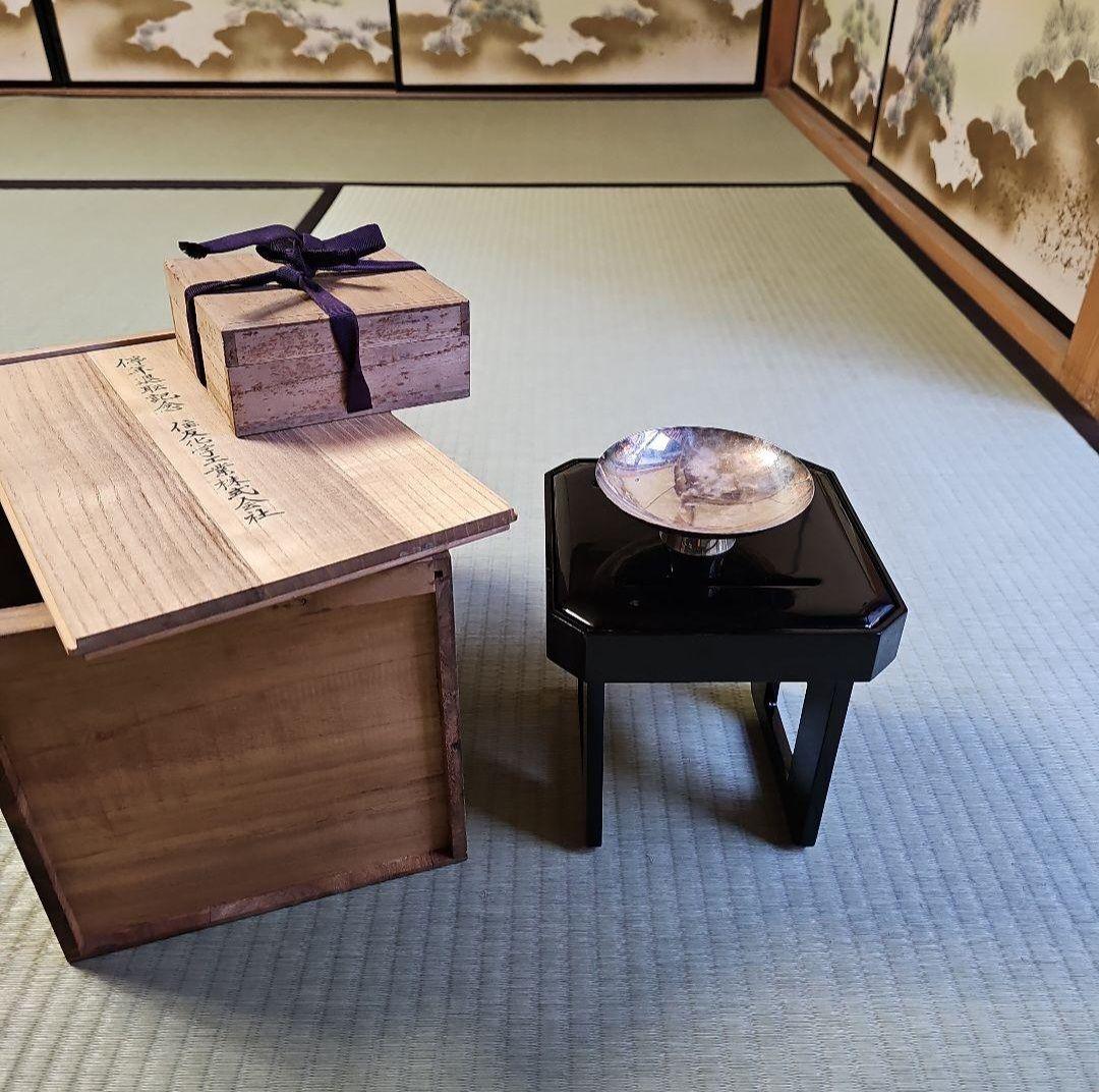 昭和レトロ/1970年代物】住友化学工 銀杯 純銀 参拾五年勤続記念 花月台揃