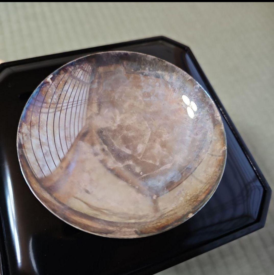 昭和レトロ/1970年代物】住友化学工 銀杯 純銀 参拾五年勤続記念 花月台揃