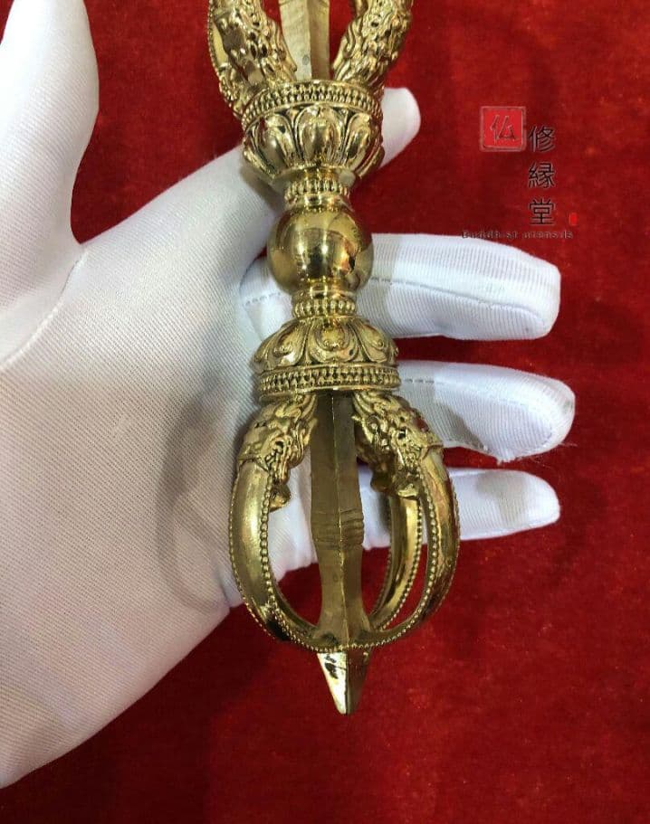 密教法具 法器 大明永楽五鈷杵 金剛杵 真鍮製 18.5cm