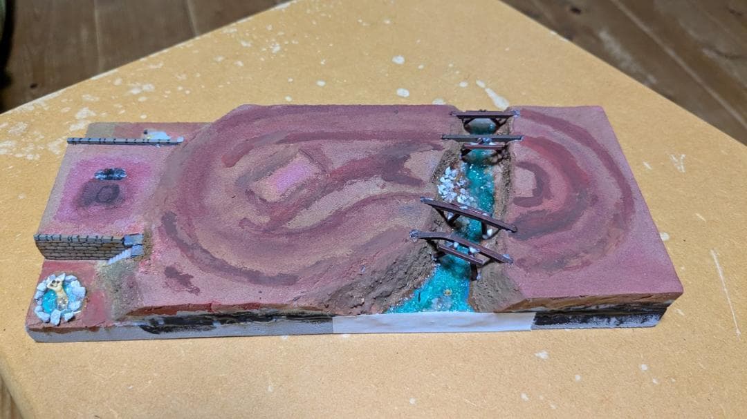 【鉄道模型】ミニジオラマ「温泉街」動力車・照明付き ハンドメイド