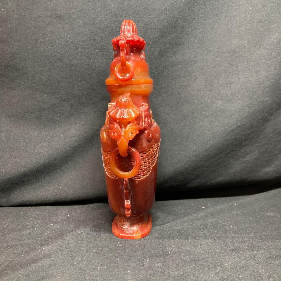 《中国美術》瑪瑙 香炉 透彫 中国古玩