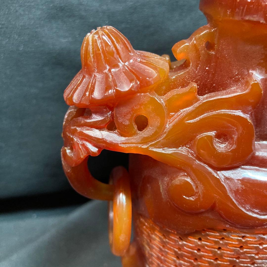 《中国美術》瑪瑙 香炉 透彫 中国古玩