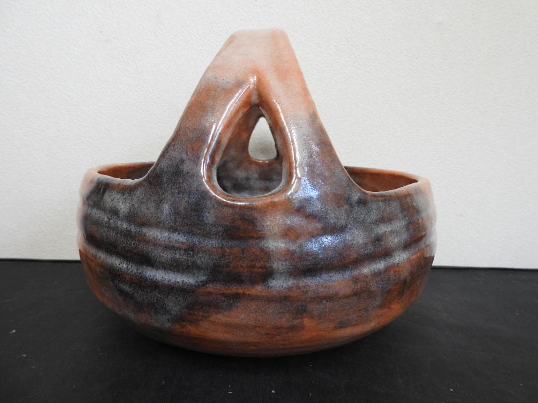 赤楽焼　手鉢　桐山造　共箱　MA779