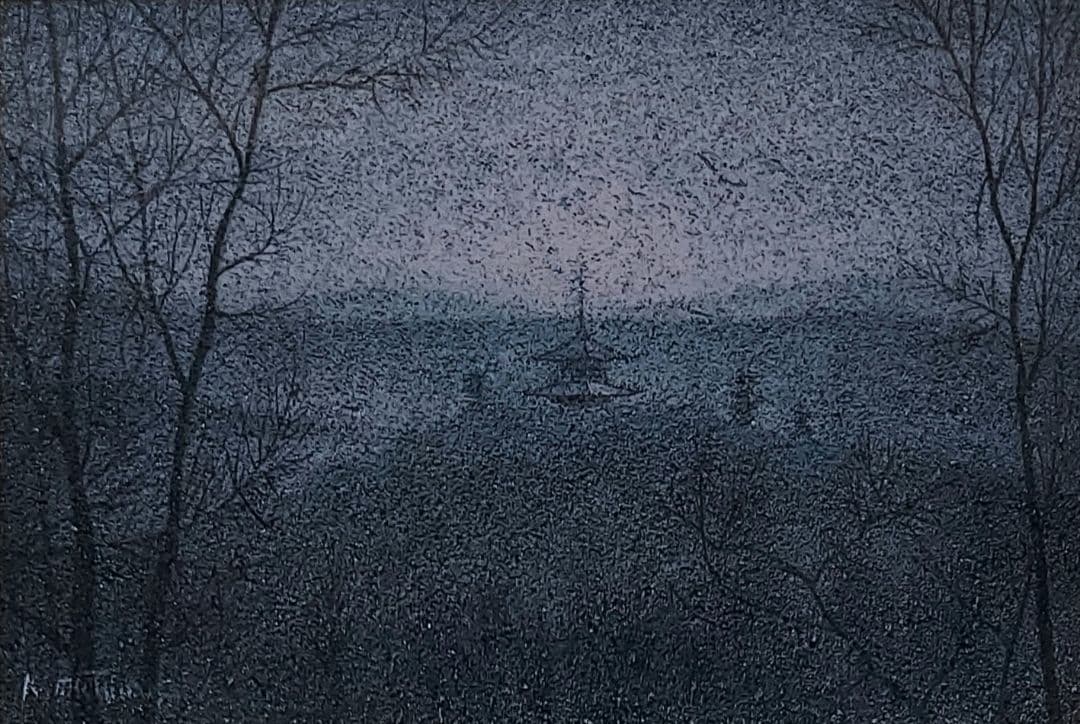 松浦　敬文「黒谷夕鐘」油彩