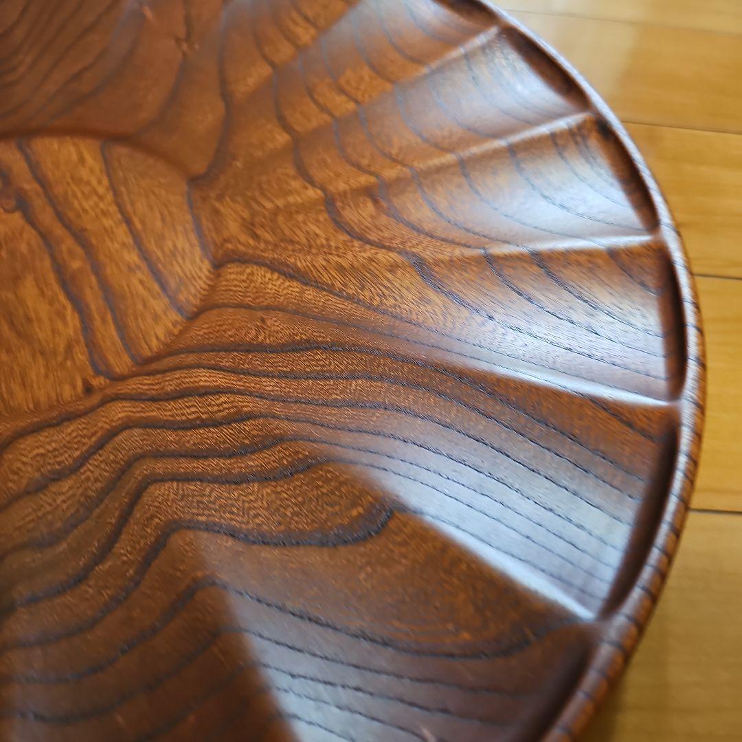ふき漆　飾り盆40cm　木地挽き