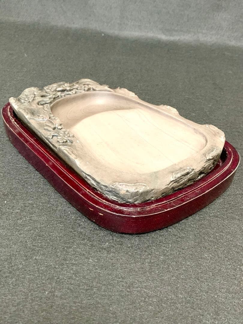 中国端渓硯　天然高級硯石　中国硯　木箱入り　石波模様　アンティーク希少名品