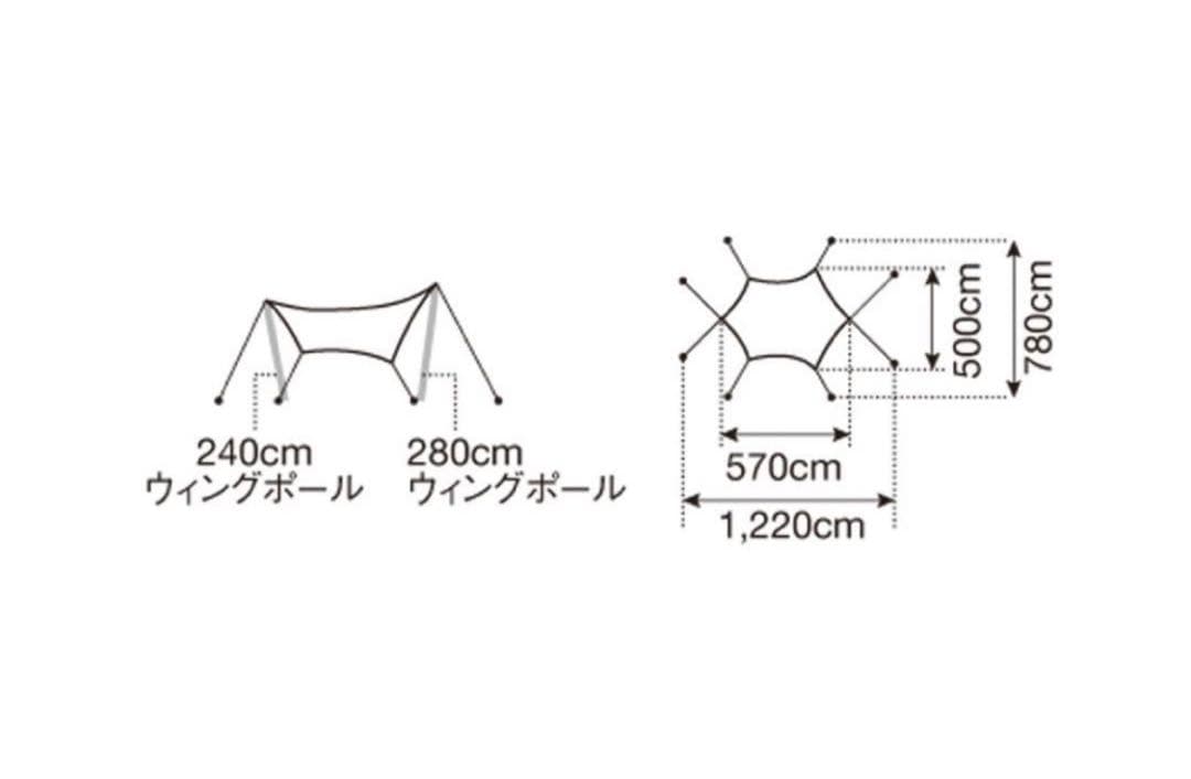 【美品】スノーピークエントリーパックTT ヘキサL タープのみSET-250
