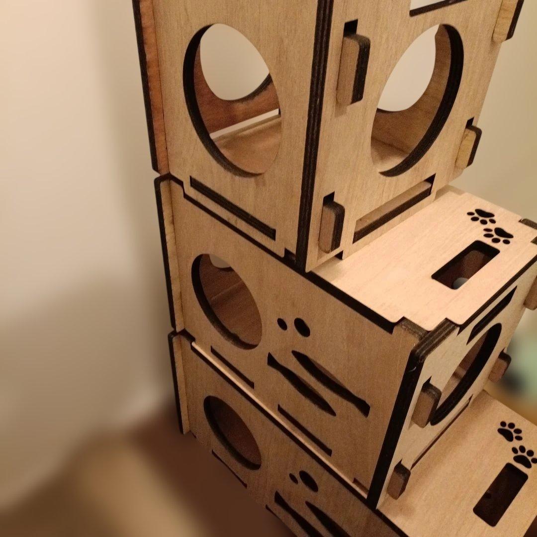 キャットタワー猫おもちゃキャット階段ボックス棚ねこにゃんこ木製箱型