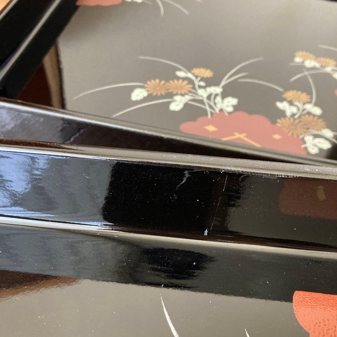 お盆　漆　10枚セット　平安菊　正方形