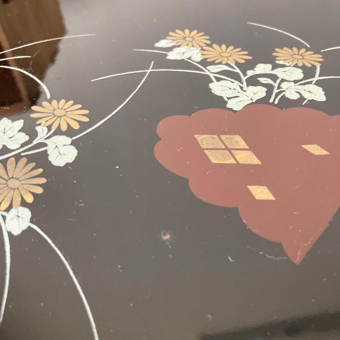 お盆　漆　10枚セット　平安菊　正方形