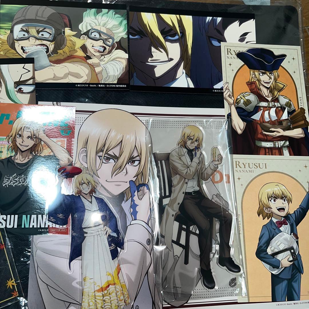 Dr.STONE 七海龍水 缶バッジ ブロマイド アクスタ ウォルマ アモカフェ