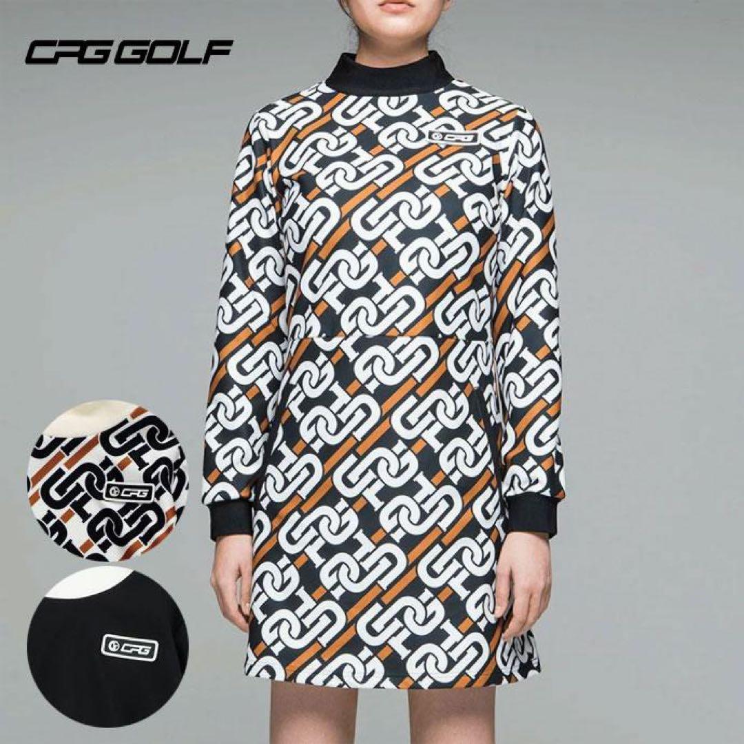 CPG GOLF チェーンロゴグラフィカルワンピース ゴルフ ホワイト×ブラック