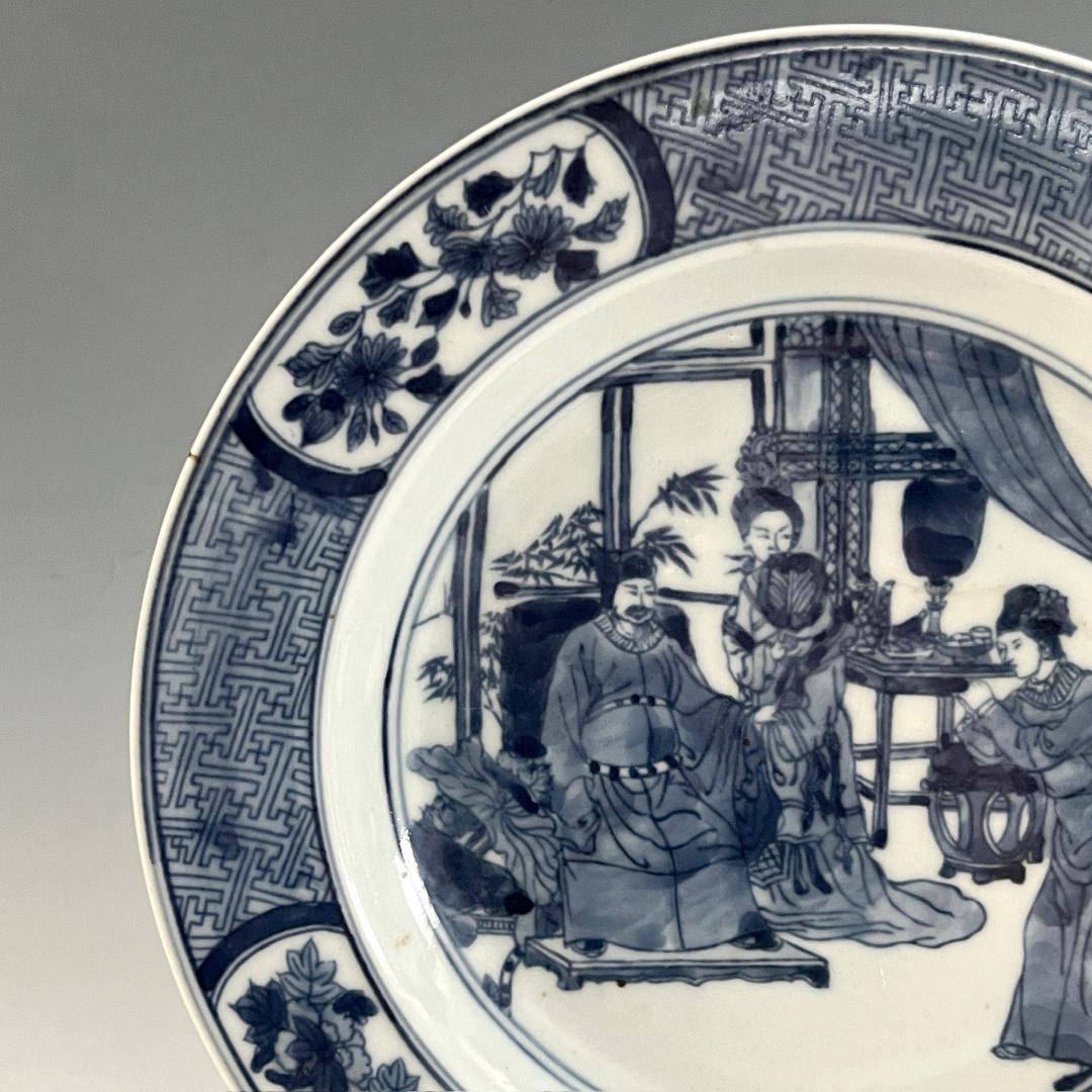 唐物 青花人物紋盤 清朝期 中国美術 古玩 SN23