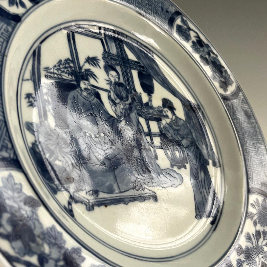 唐物 青花人物紋盤 清朝期 中国美術 古玩 SN23