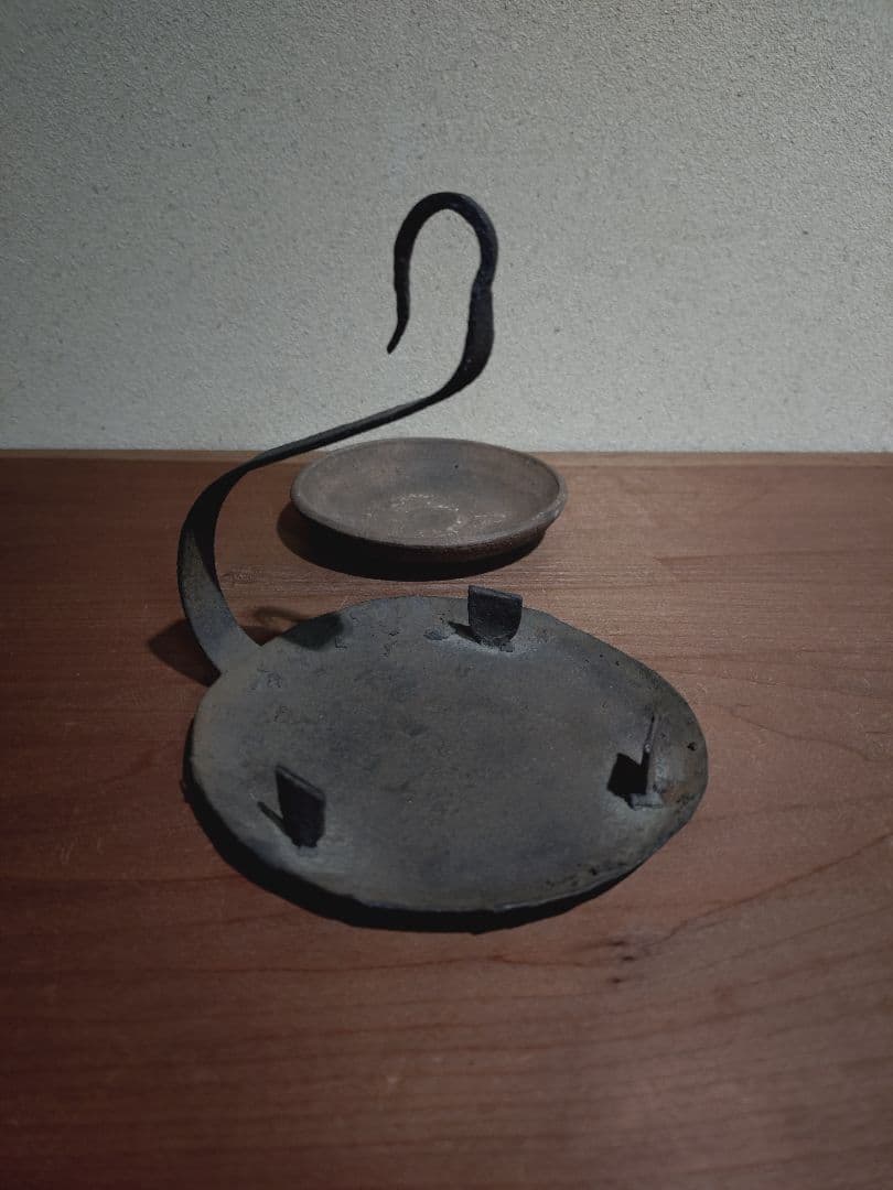 鉄製 吊るし灯火器 花器 花入れ 古道具 古民具 燭台 行燈 行火 灯明