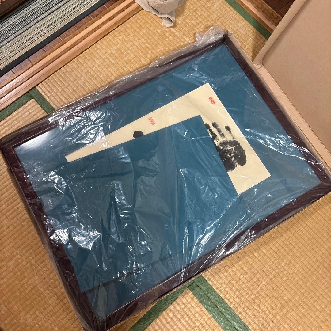 ‼️激レア　力心一途　白鵬関　横綱時代書道作品 額縁付き　未飾品‼️手形