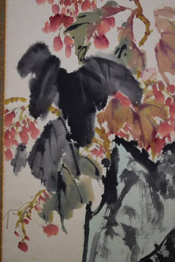 不詳/不詳/秋海棠小禽図/布袋屋掛軸HE-613