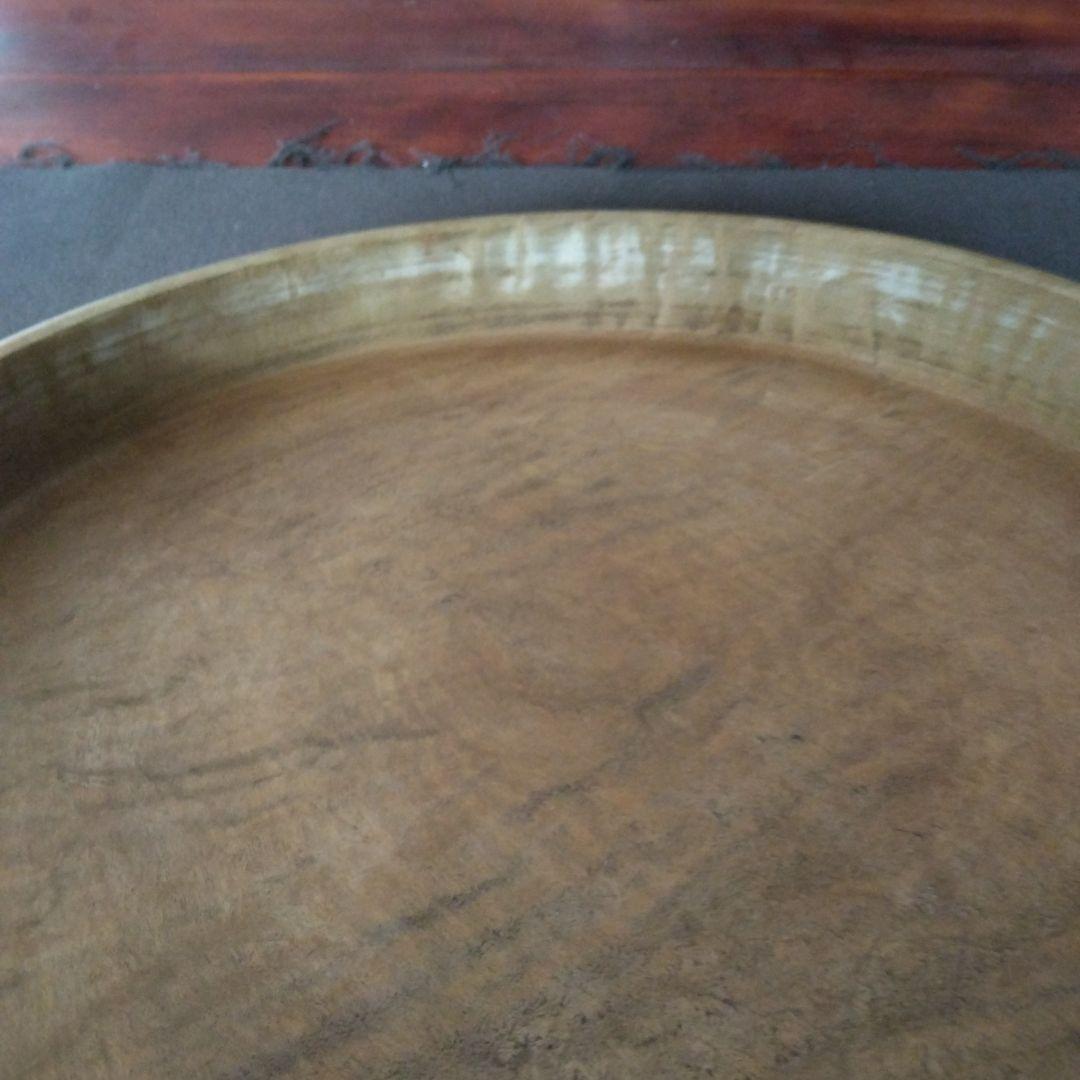 丸盆　くり抜き木工品　無垢材