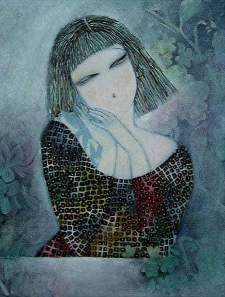 油絵 菅家令子 絵 絵画 インテリア 額付(黒) F6-72023 人物 女性像