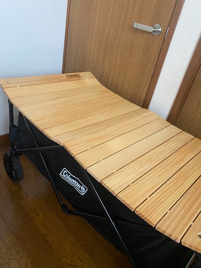 【美品】Coleman ワゴンメッシュ 【新品】ウッドロールテーブル セット