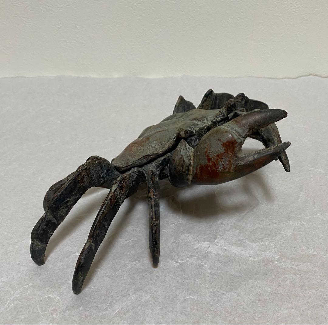 希少！　古銅カニ置物　オブジェ　超特大　手造り