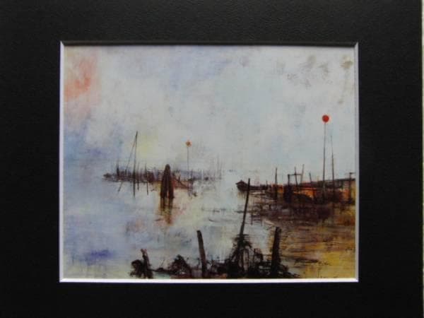 ジャンセン 　「ベニスのはしけ」、繊細、可憐、希少画集画、 新品額装付