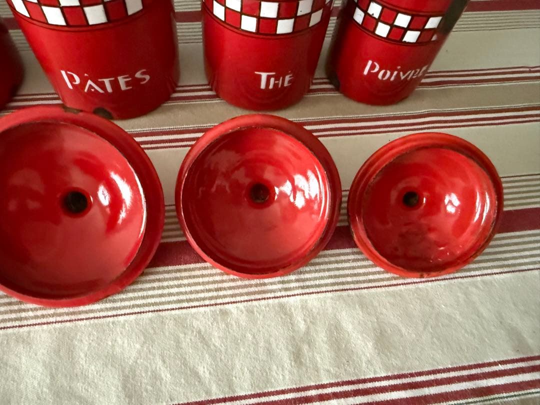 フランスアンティーク　ホーローのキャスター5個セット