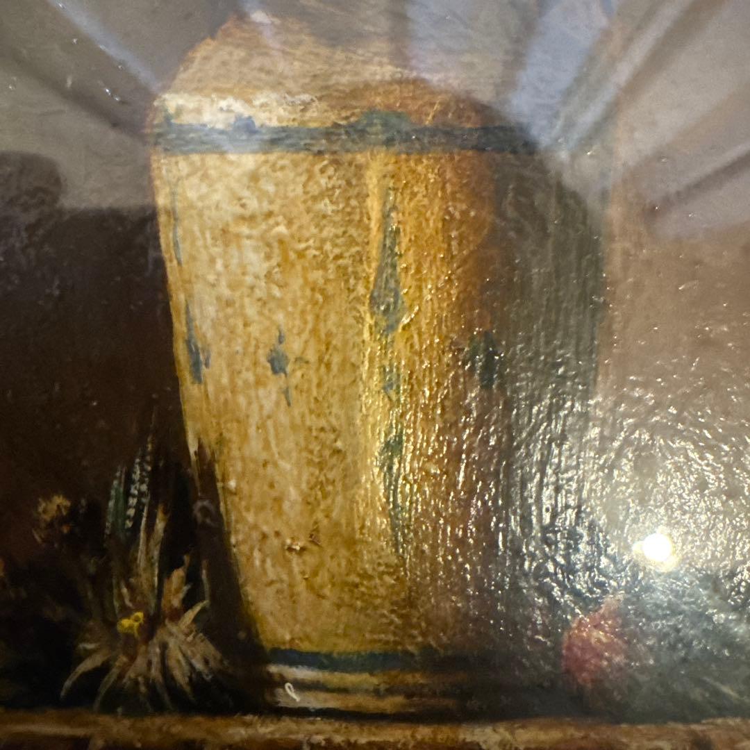 油彩画 原画 鍋島正一 白い花 0号 三越美術選品会出品作品 額装付き 静物画