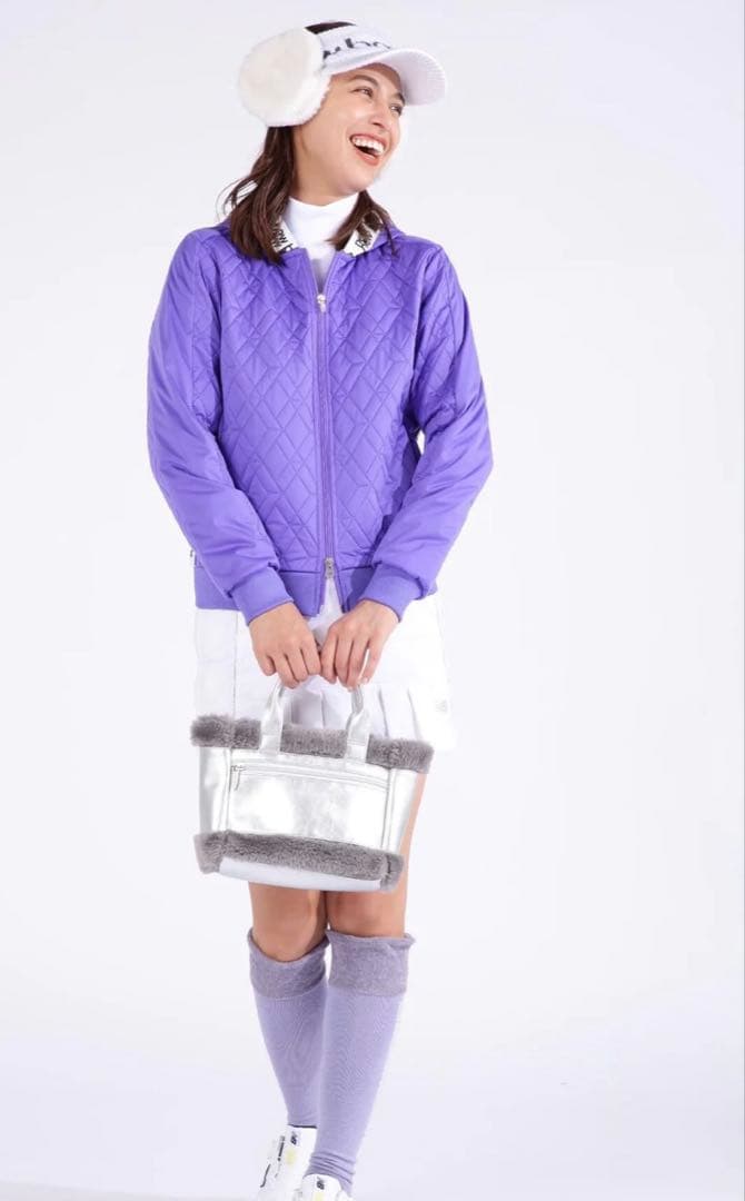 新品タグ付き　ニューバランス　合皮×ボア　カートバッグ　ゴルフ　シルバー