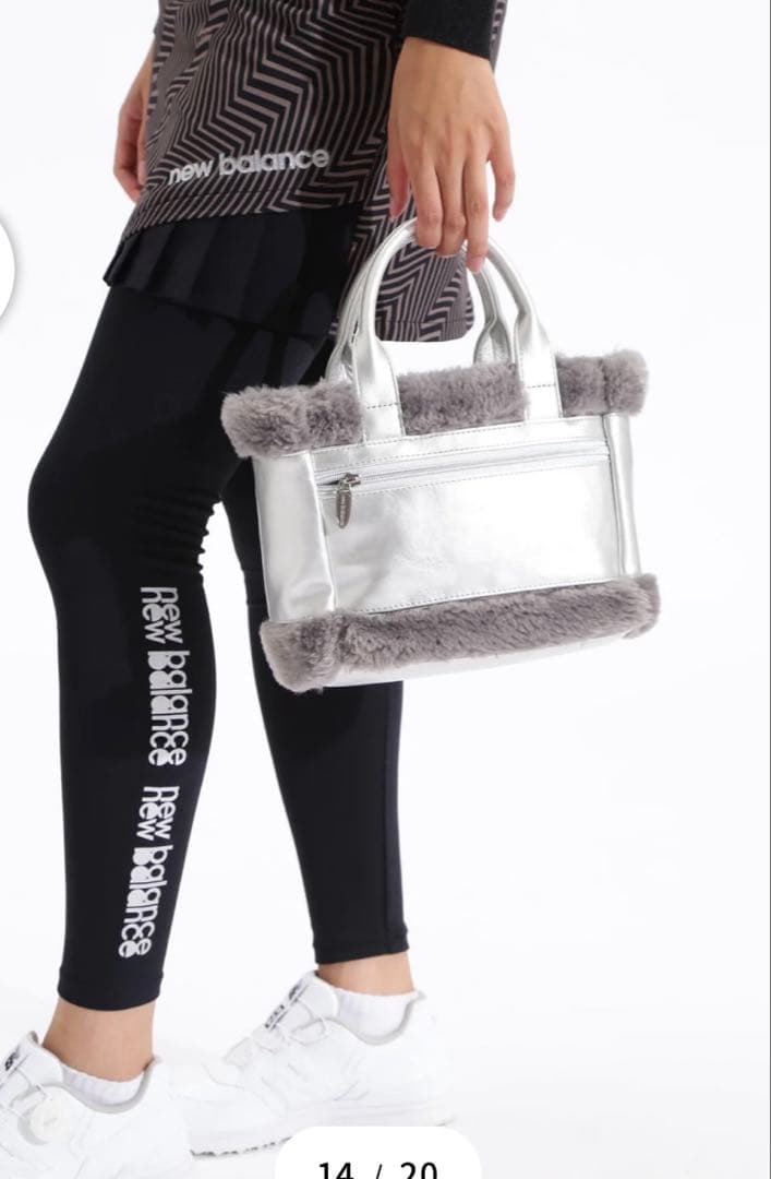 新品タグ付き　ニューバランス　合皮×ボア　カートバッグ　ゴルフ　シルバー