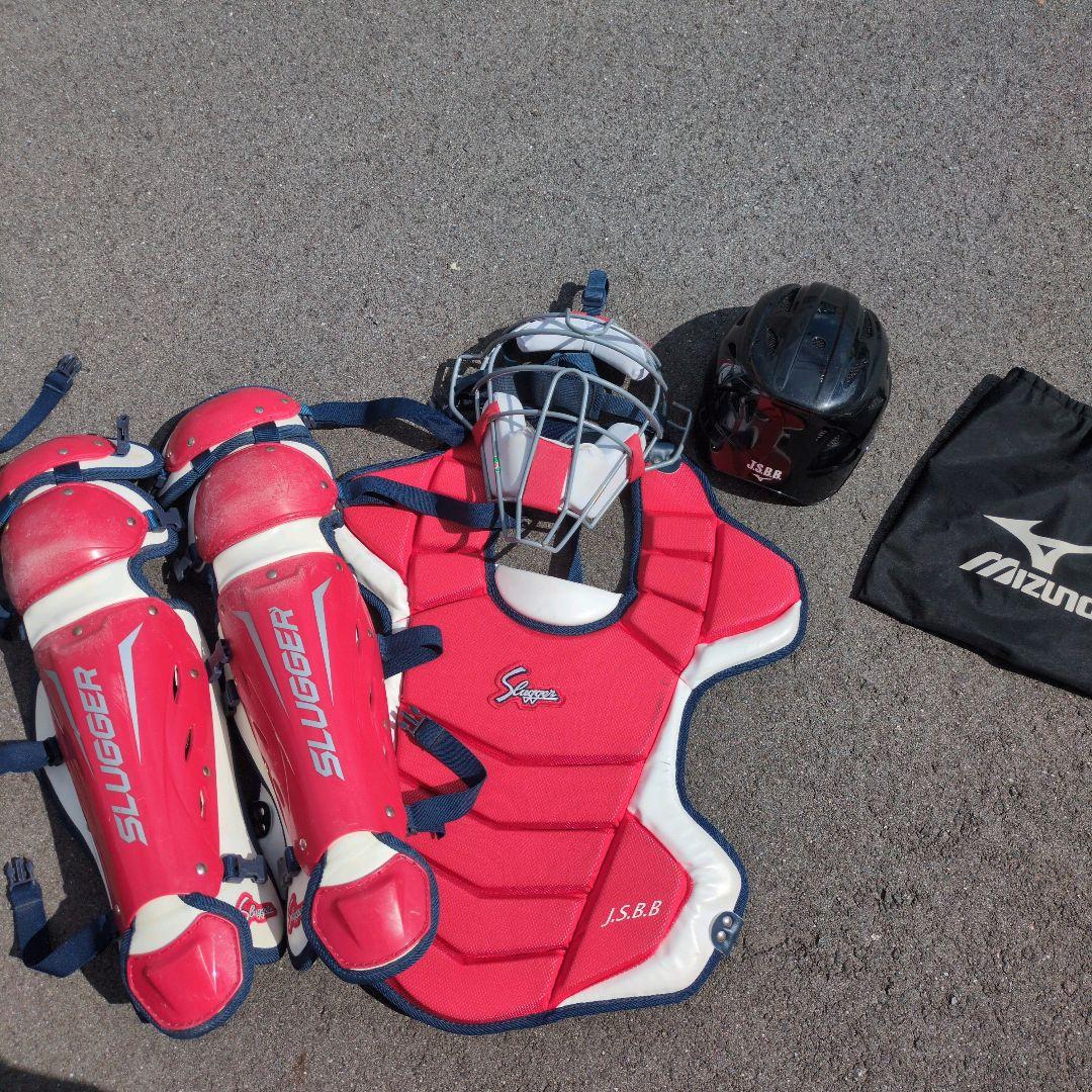 久保田スラッガーキャッチャー用防具セット(現行モデル)＆ヘルメットの4点セット